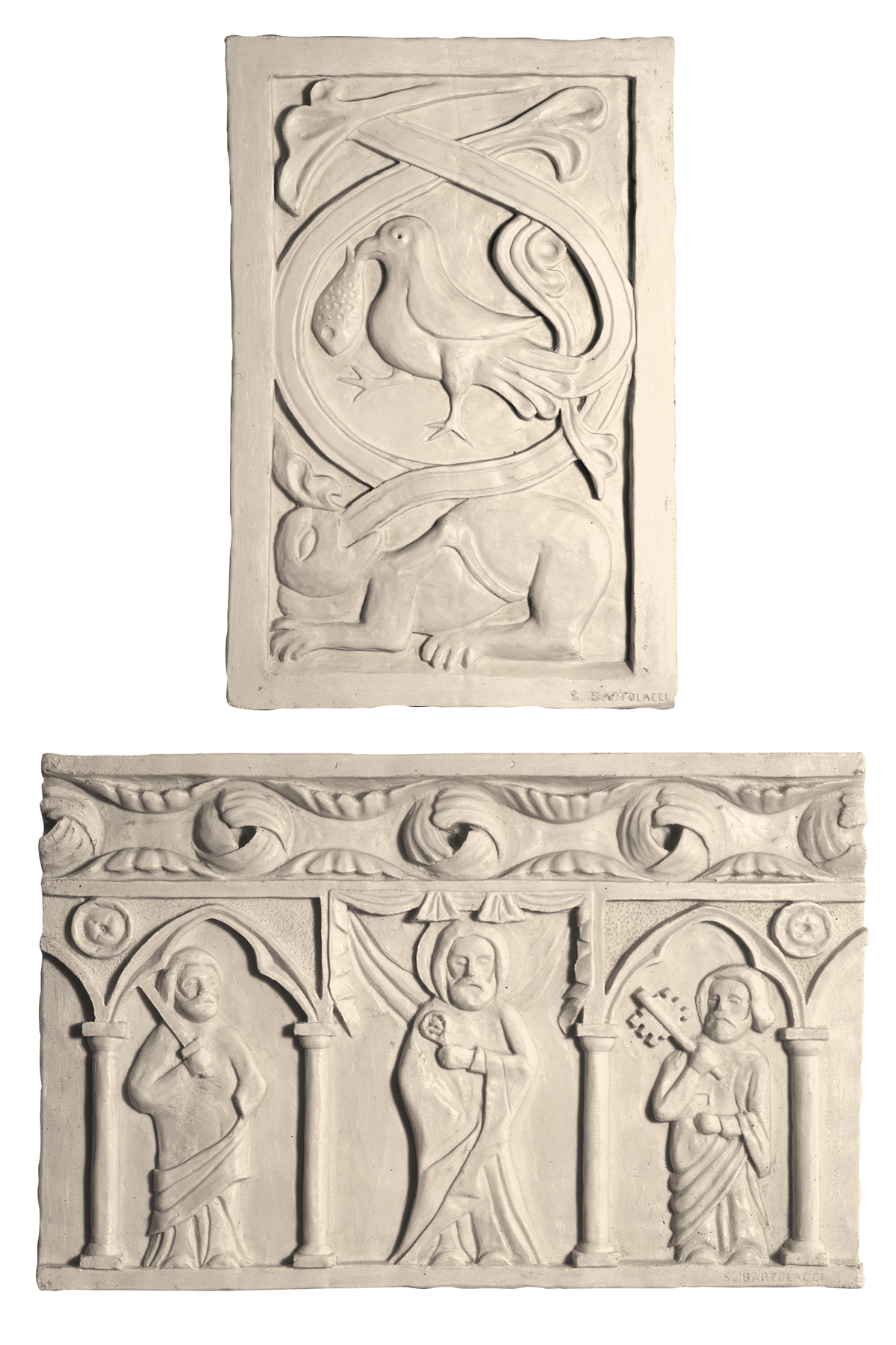 Fermo Cathedral, panels from the portal (cast in plaster)