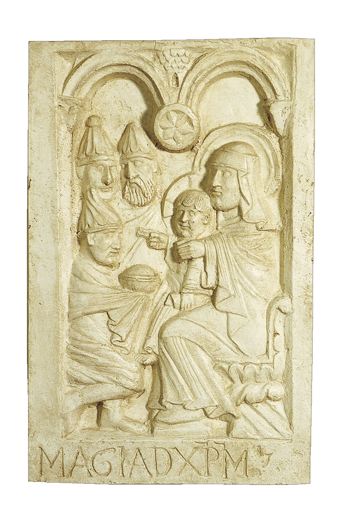 The Adoration of the Magi, a carved panel from the portal of Nonantola Abbey