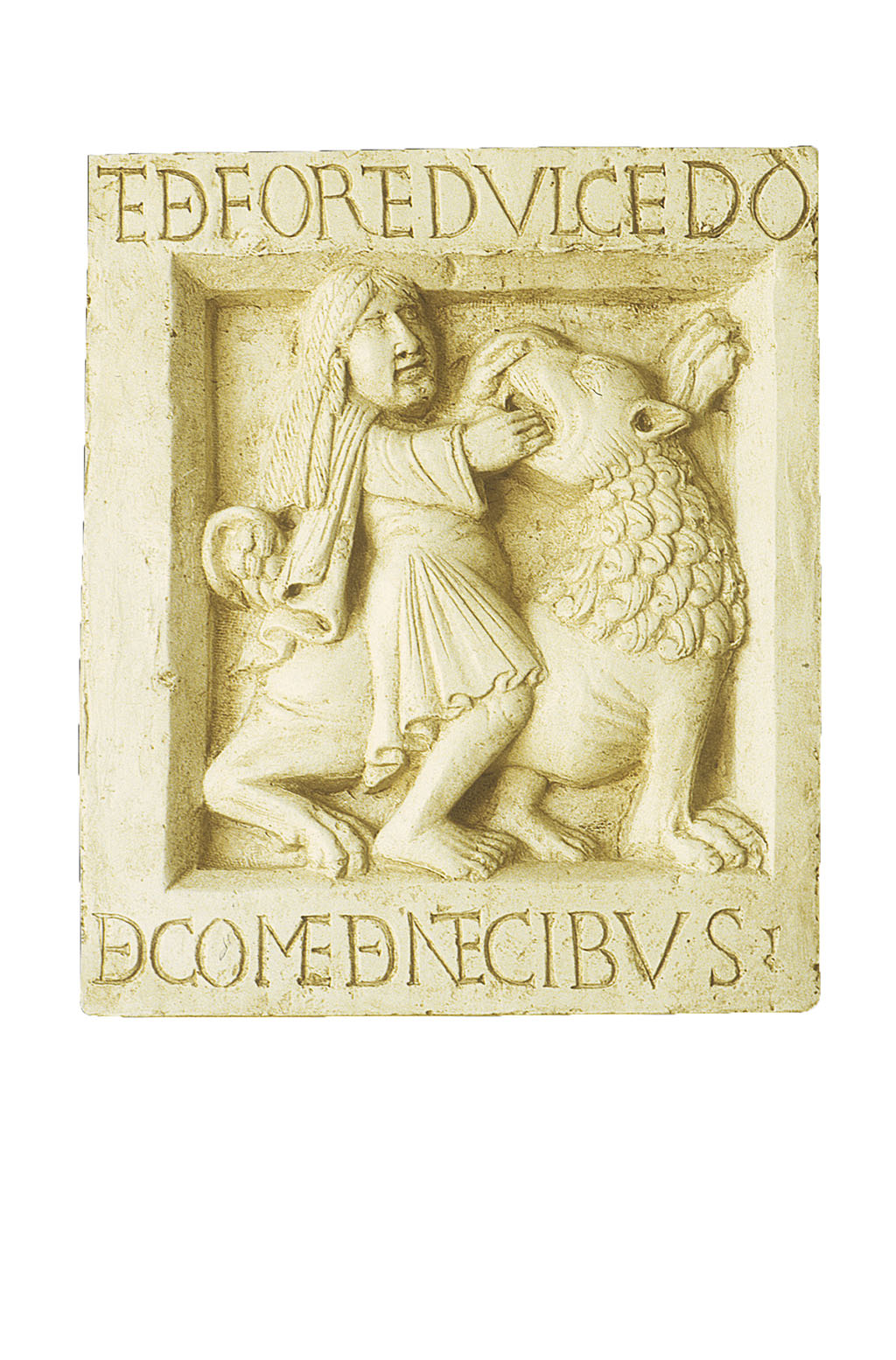 Sansone a cavallo di un leone, formella dal portale dell'Abbazia di Nonantola