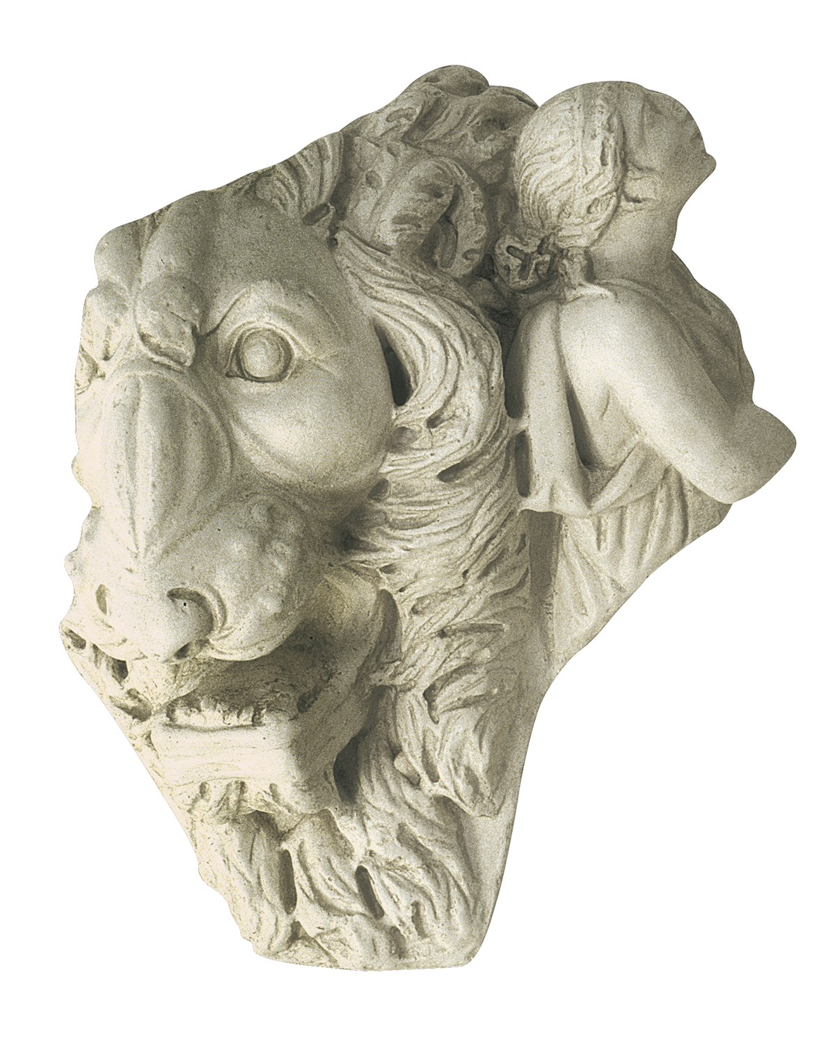 Decorative cornerpiece from a sarcophagus (cast in plaster)