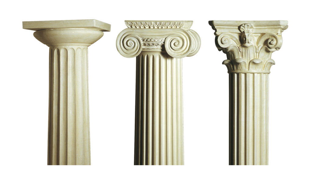 Ordini architettonici: Dorico greco Ionico ribassato Corinzio gotico