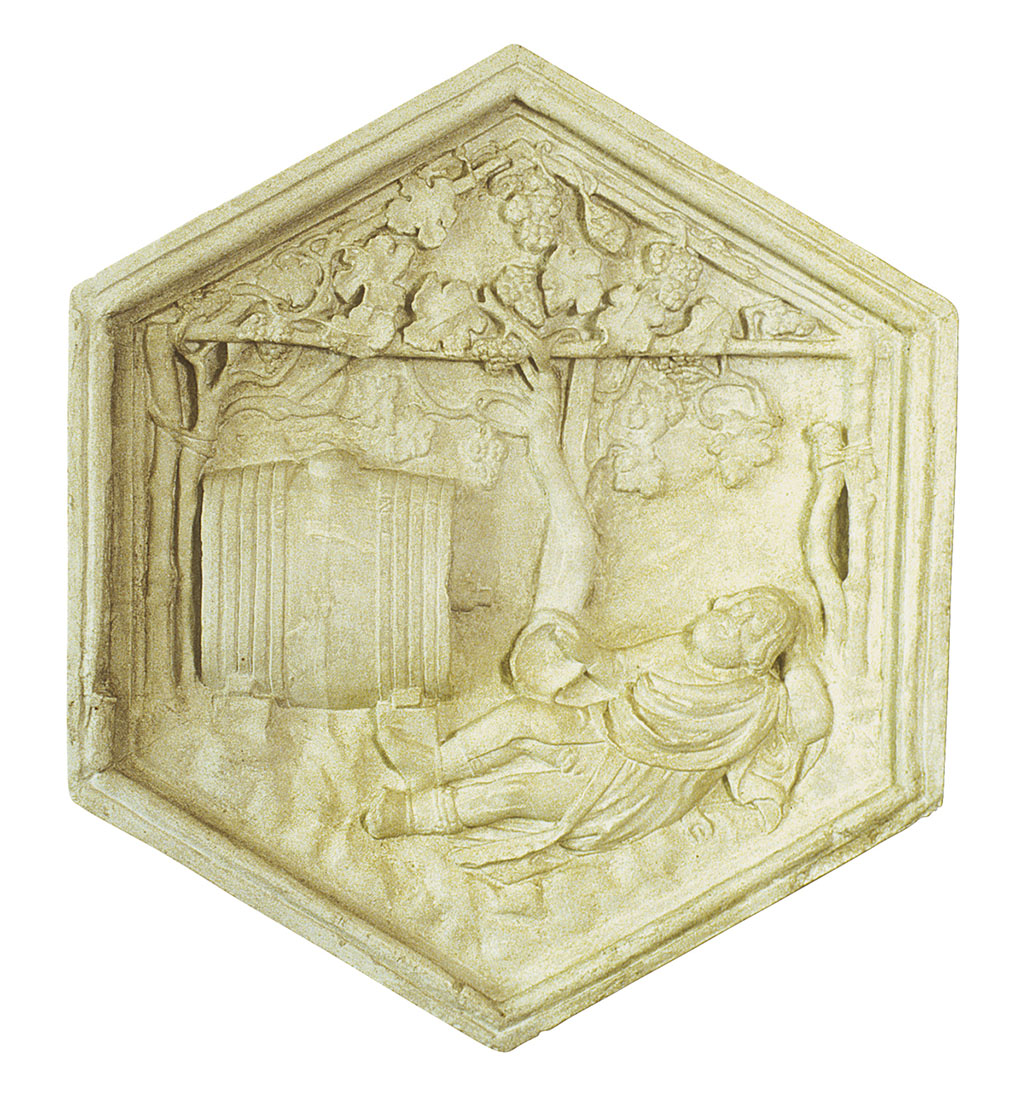 Noè o l’invenzione del vino, formella del campanile di Giotto (copia in gesso)