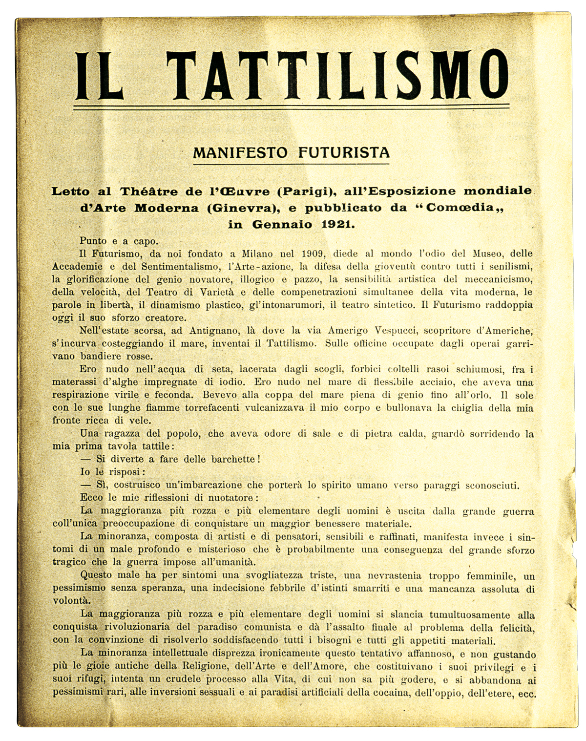 Futurisma manifesto pri palpperceptismo