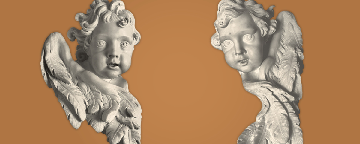 Cherubini di Gioacchino Varlè su uno sfondo colorato.